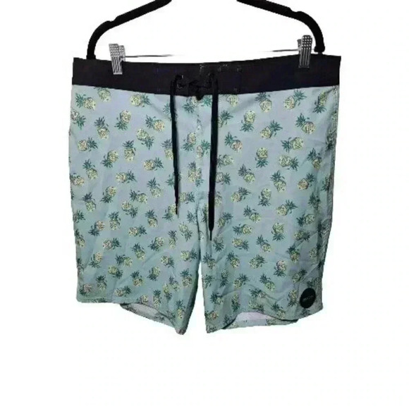 RVCA Board Shorts Mens Size 34 Drawstring Swim Trunks Pineapples Pineapple 🍍 - Picture 1 of 6